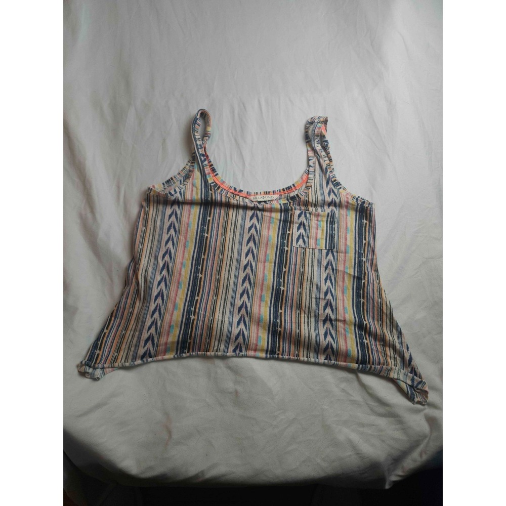 Billabong Tank Top Womens Medium Multicolor Striped Chevron Scoop Neck Cropped
